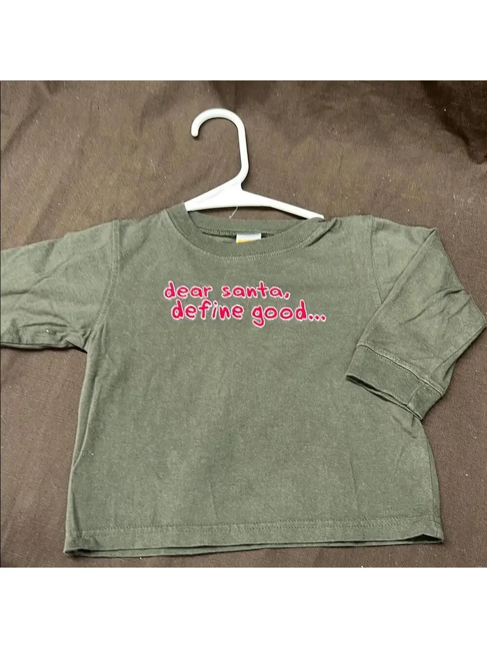 CHRISTMAS - SANTA Gymboree Olive Green Long Sleeve Toddler Shirt 18-24 Months